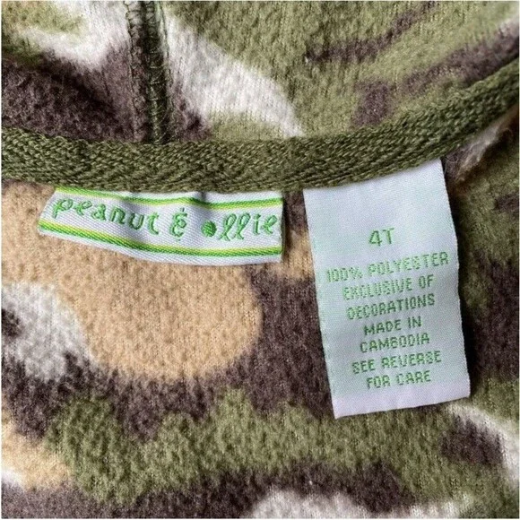 Peanuts & Ollie Kids Camouflage Zip Up Hoodie Size 4 - Picture 2 of 3